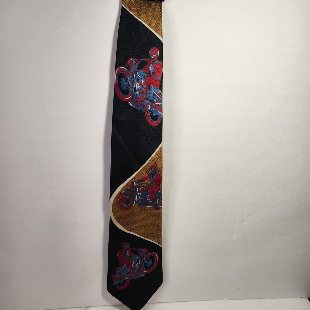 Y2K Bugle Boy Necktie‎ Tie Motorcycle Motorcyclist